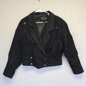 Vintage G4000 Leather‎ Jacket Womens S Motorcycle Biker Riding Fringe Concho USA